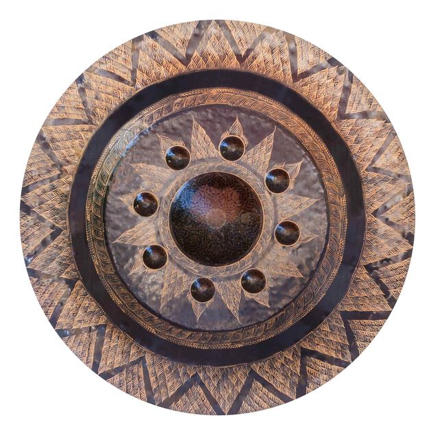 Runde Tapete selbstklebend - Schwarzer Kreis mit Details in Gold