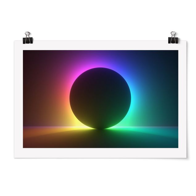 Poster bestellen Schwarzer Kreis mit Neonlicht