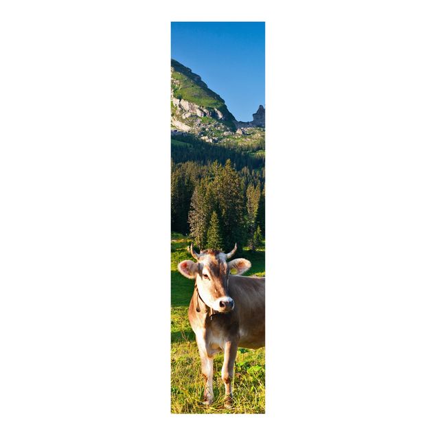 Schiebegardine Wald Schweizer Almwiese mit Kuh