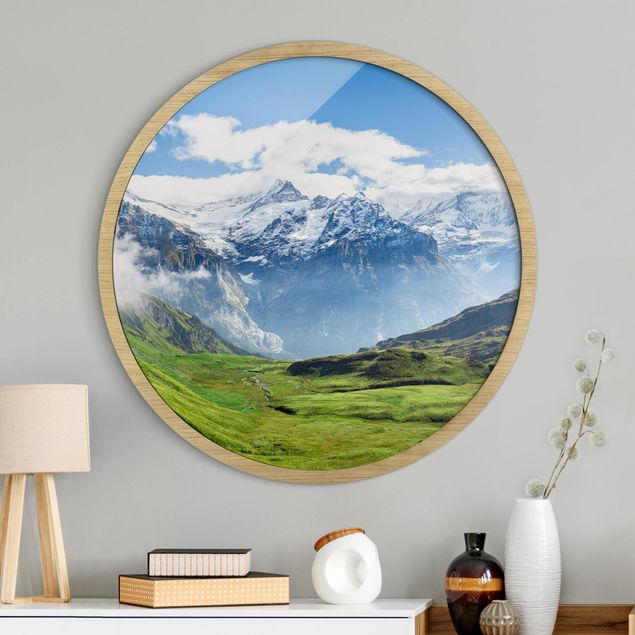 Moderne Bilder mit Rahmen Schweizer Alpenpanorama