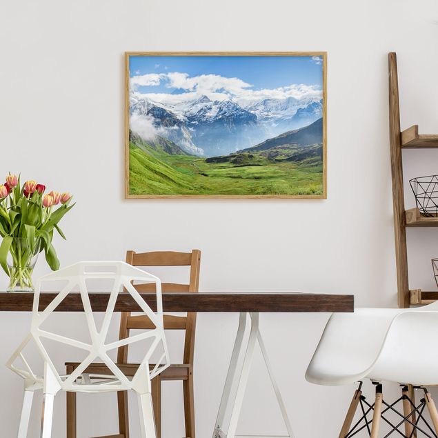 Skylines Bilder mit Rahmen Schweizer Alpenpanorama