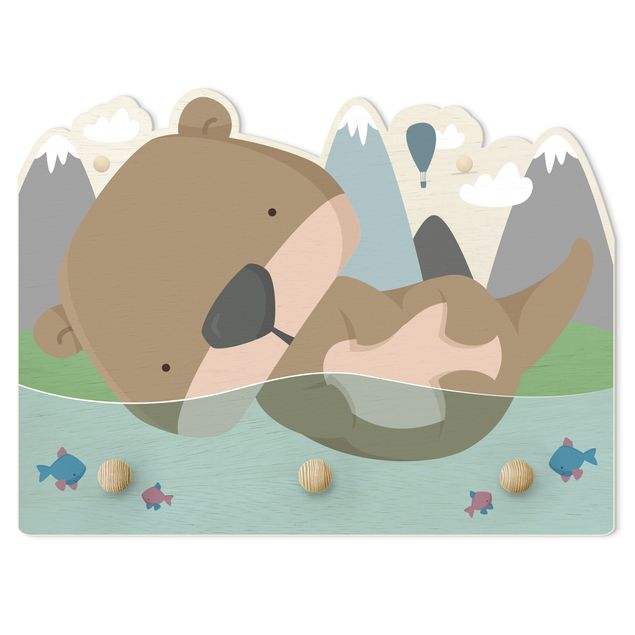 Kindergarderobe Holz - Schwimmender Baby Otter