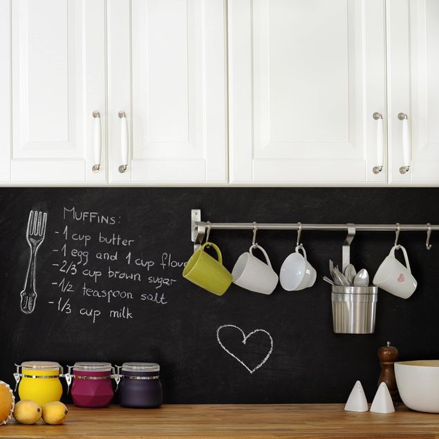 Selbstklebende Tafelfolie - Kreidetafel Küche - DIY Wandtafelfolie schwarz