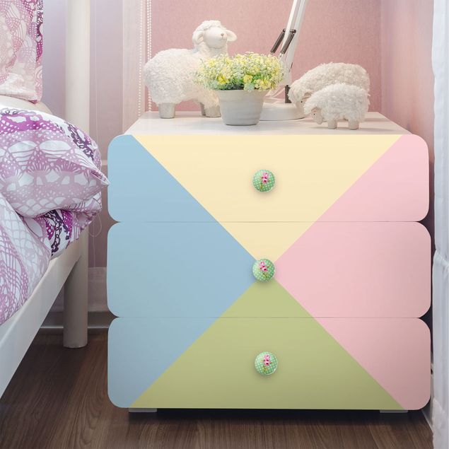 Möbelfolie einfarbig Set mit 4 Quadraten Pastellfarben - Cremé Rosé Pastellblau Mint