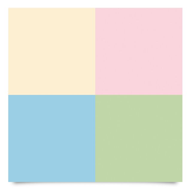 Klebefolien selbstklebend Set mit 4 Quadraten Pastellfarben - Cremé Rosé Pastellblau Mint