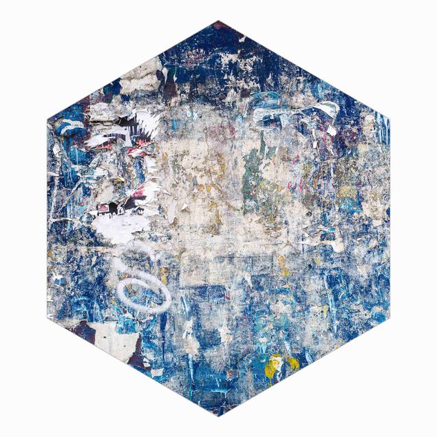 selbstklebende Tapete Shabby Wand in Blau