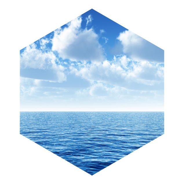 Hexagon Mustertapete selbstklebend - Shining Ocean