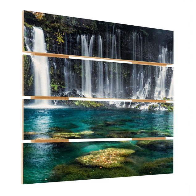 Holzbild - Shiraito Wasserfall - Quadrat