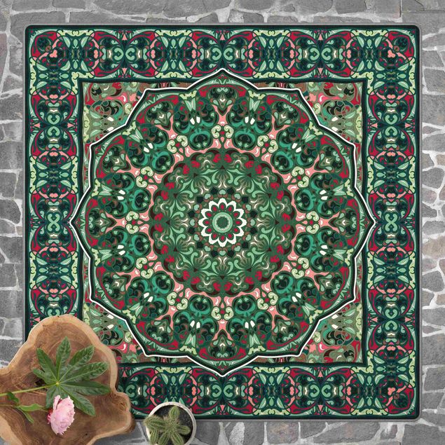 Teppich Orient Skandinavisches Muster Waldgrün