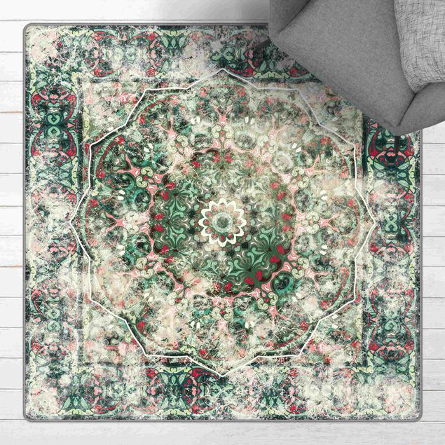 Teppiche groß Skandinavisches Muster Waldgrün Vintage