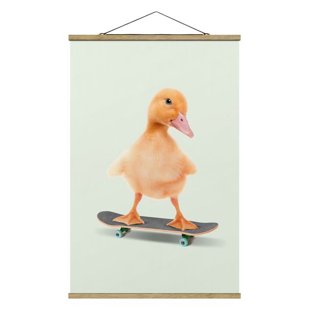 Stoffbild mit Posterleisten - Skate Ente - Hochformat