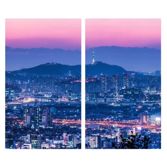 Herdabdeckplatte Glas - Skyline von Seoul