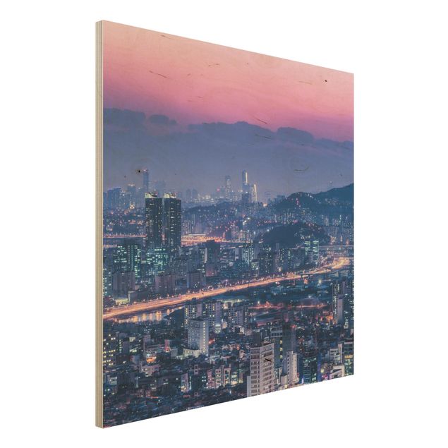 Holzbilder Syklines Skyline von Seoul