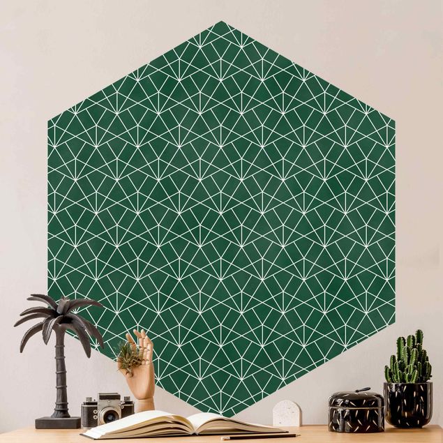Tapete geometrische Muster Smaragd Art Deco Linienmuster