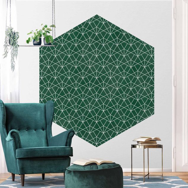 Tapeten mit Muster Smaragd Art Deco Linienmuster