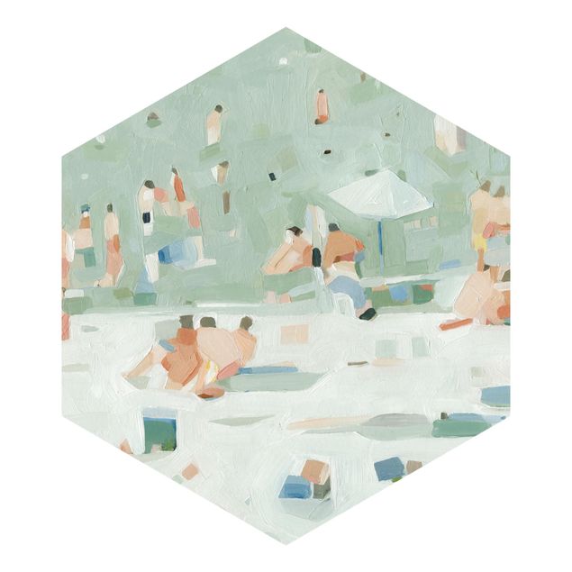 Hexagon Mustertapete selbstklebend - Sommer Konfetti I