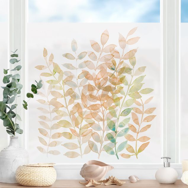 Fensterbilder selbstklebend Blumen Sommerlicher Blätterreigen