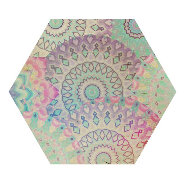 Hexagon Bild Holz - Sommerträume Mandalas