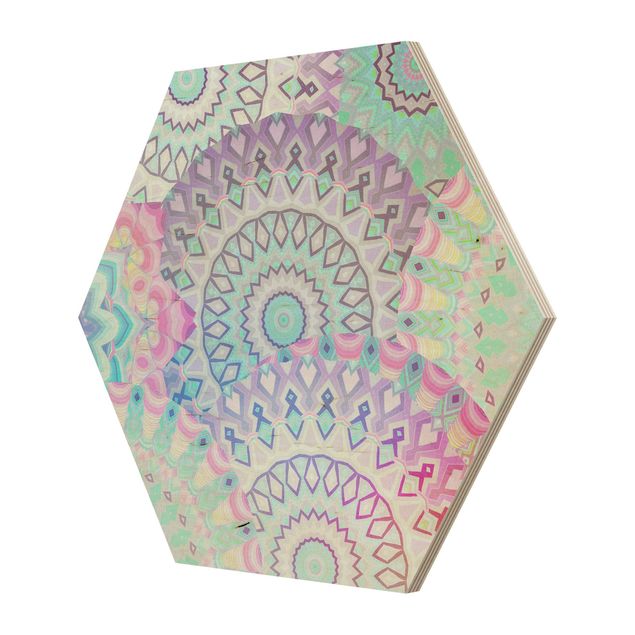 Hexagon Bild Holz - Sommerträume Mandalas