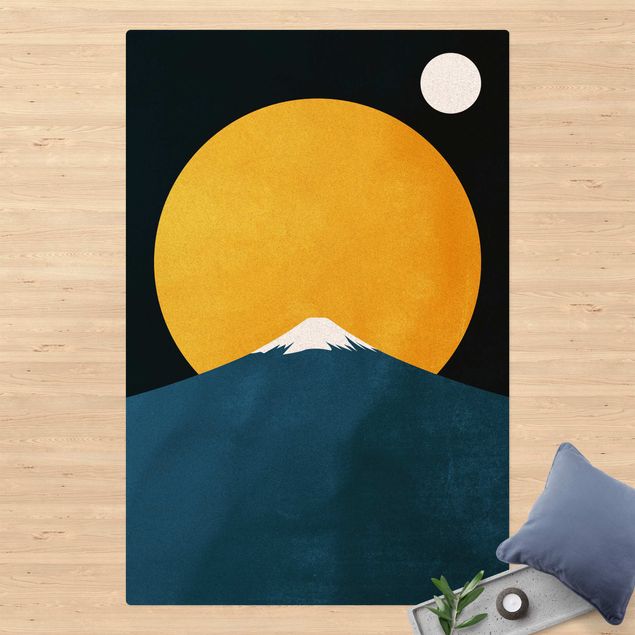 Teppich modern Sonne, Mond und Berge