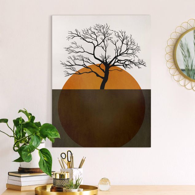 Leinwandbilder abstrakt Sonne mit Baum