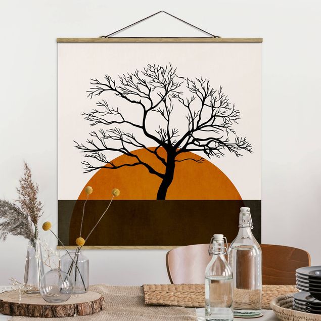 Kubistika Bilder Sonne mit Baum