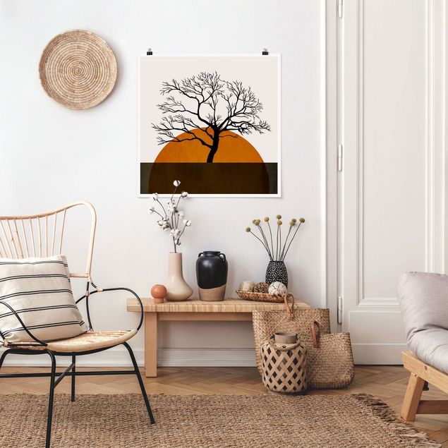Landschaft Poster kaufen Sonne mit Baum