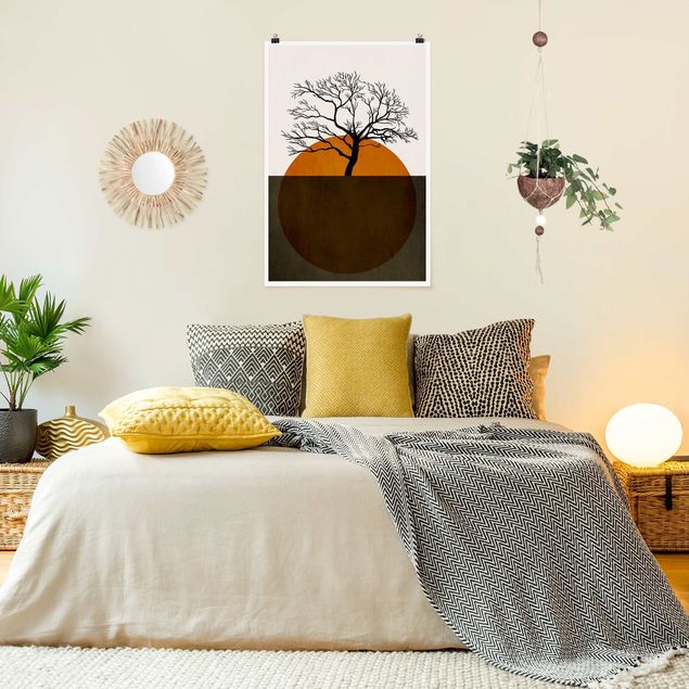Landschaftsposter Sonne mit Baum