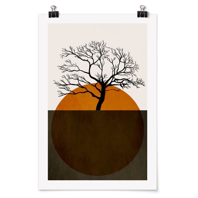 Kubistika Poster Sonne mit Baum