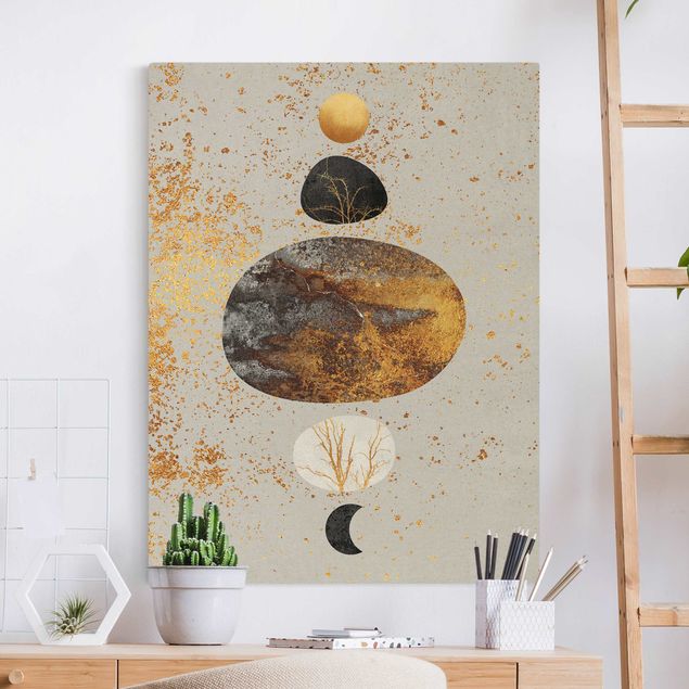 Wandbilder Sonne und Mond in Goldglanz