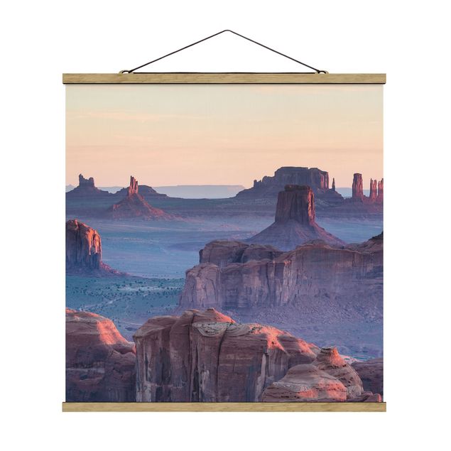 Stoffbild mit Posterleisten - Sonnenaufgang in Arizona - Quadrat