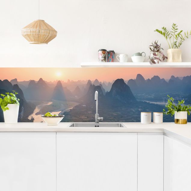 Küchenrückwand - Sonnenaufgang in Berglandschaft