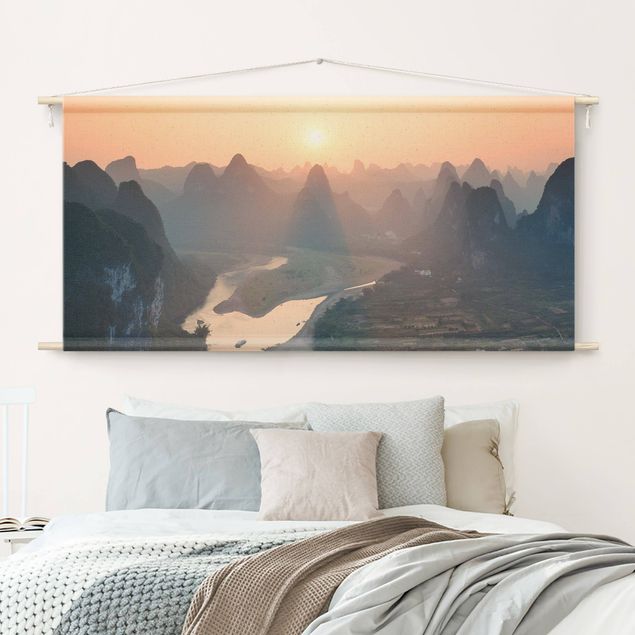 Wandbehang modern Sonnenaufgang in Berglandschaft
