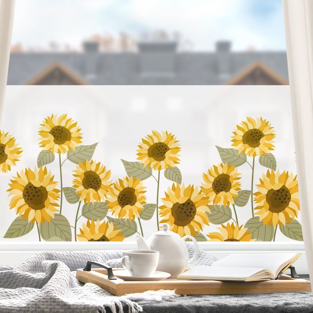 Fensterbilder Blumen Sonnenblumen Illustration
