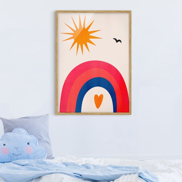 Moderne Bilder mit Rahmen Sonnenschein und Regenbogen