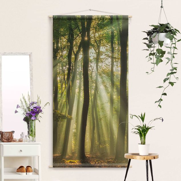 Wandbehang Sonnentag im Wald