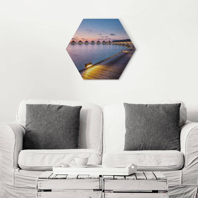 Hexagon Bild Alu-Dibond - Sonnenuntergang im Paradies