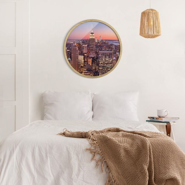Skylines Bilder mit Rahmen Sonnenuntergang Manhattan New York City