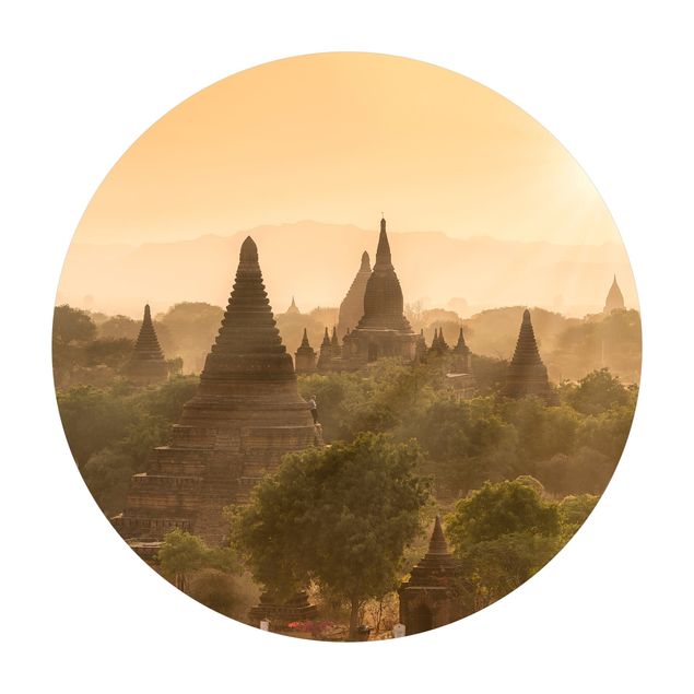 Runder Vinyl-Teppich - Sonnenuntergang über Bagan