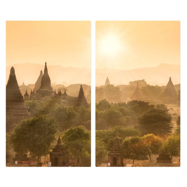 Herdabdeckplatte Glas - Sonnenuntergang über Bagan