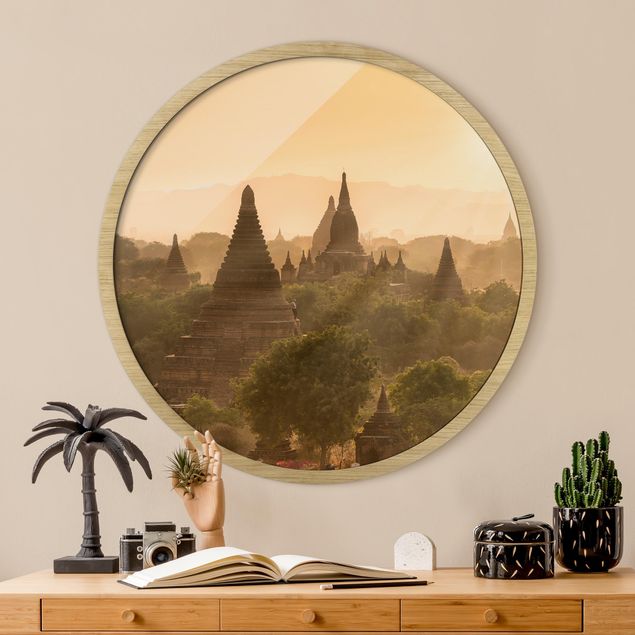 Moderne Bilder mit Rahmen Sonnenuntergang über Bagan