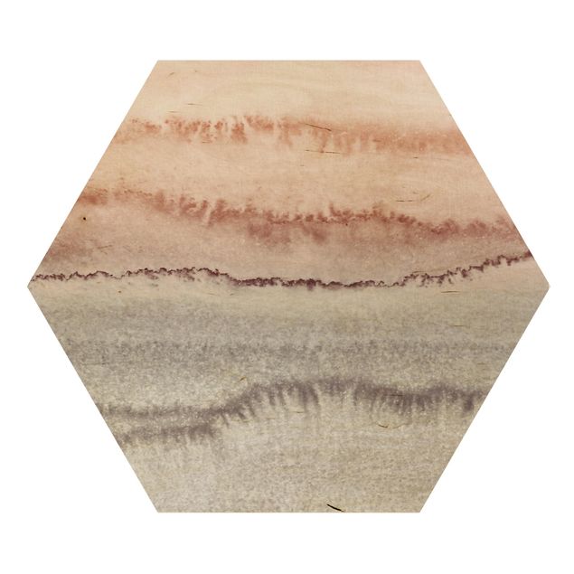 Hexagon Bild Holz - Spiel der Farben Meeresrauschen im Nebel