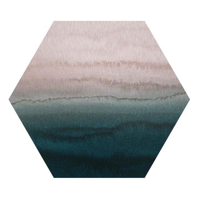 Hexagon Bild Alu-Dibond - Spiel der Farben Meeresrauschen