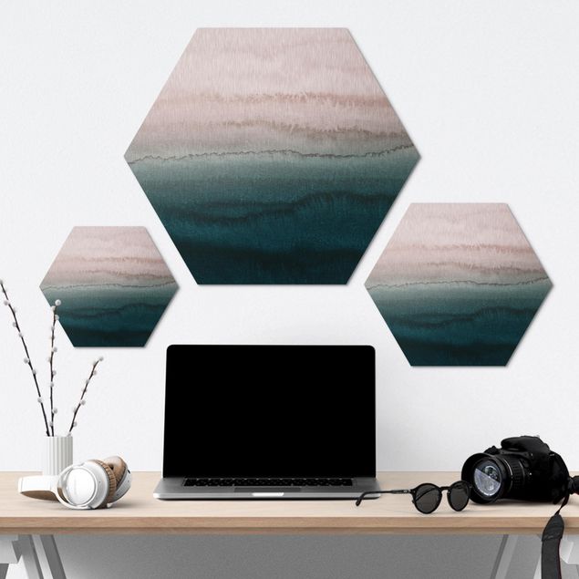 Hexagon Bild Alu-Dibond - Spiel der Farben Meeresrauschen