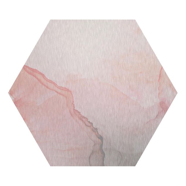 Hexagon Bild Alu-Dibond - Spiel der Farben Pastell Zuckerwatte