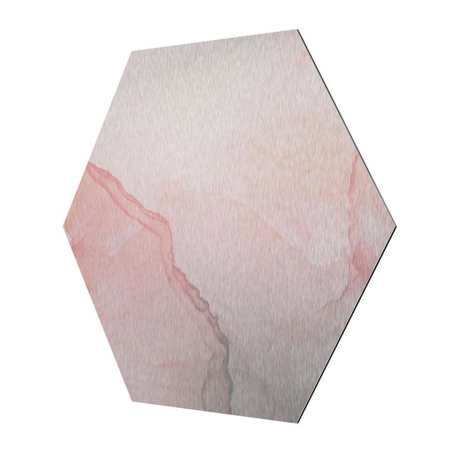 Hexagon Bild Alu-Dibond - Spiel der Farben Pastell Zuckerwatte