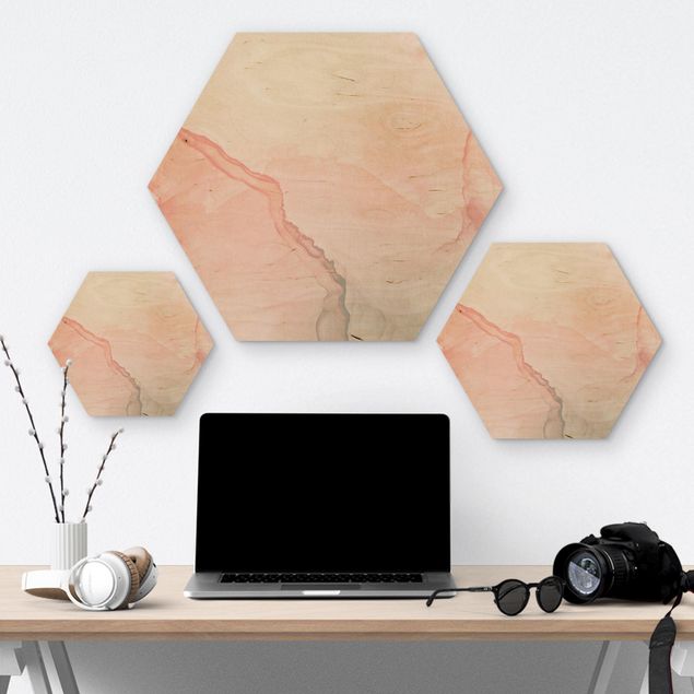 Hexagon Bild Holz - Spiel der Farben Pastell Zuckerwatte