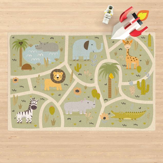 Kork-Teppich - Spielteppich Safari - Die große Vielfalt der Tiere - Querformat 3:2