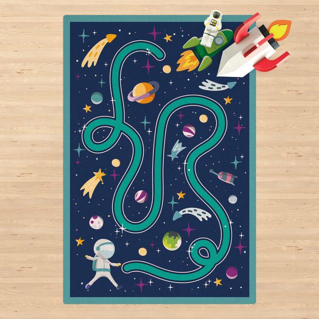 Teppich Kinderzimmer Weltraum - Rückweg zur Rakete