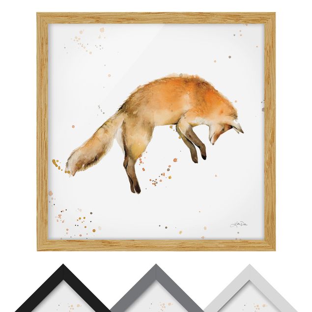 Bild mit Rahmen - Springender Fuchs - Quadrat 1:1